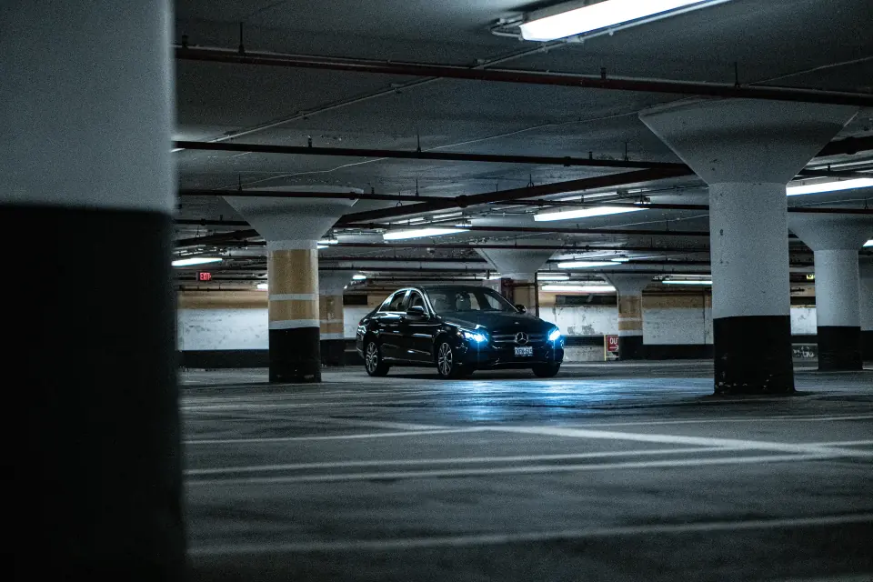 Nathan Philips Garage. Cars, detail, controlled perspective.